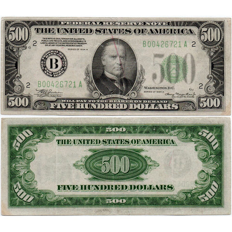 1934-A $500 Federal Reserve Note, New York District - Fr. 2202-B - Very Fine