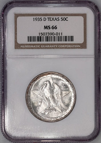 1935-D Texas Independence Silver Commemorative Half Dollar - NGC MS 66