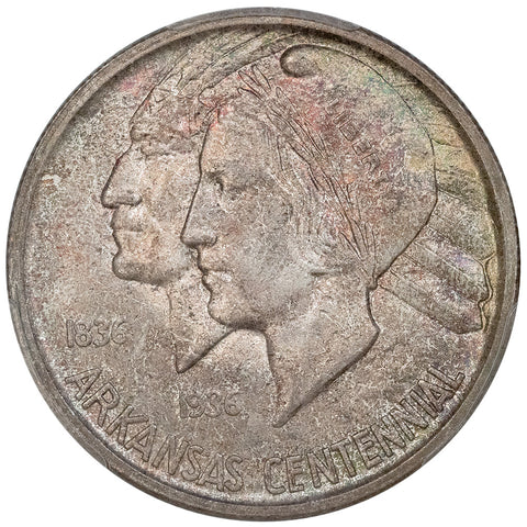 1935-S Arkansas Silver Commemorative Half Dollar - PCGS MS 66 CAC - Pretty!