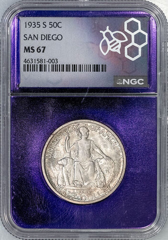 1935-S San Diego Silver Commemorative Half Dollar - NGC MS 67 - Superb Gem