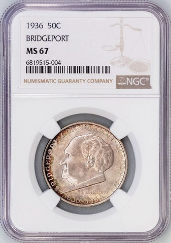 1936 Bridgeport, Connecticut Silver Commemorative Half Dollar - NGC MS 67