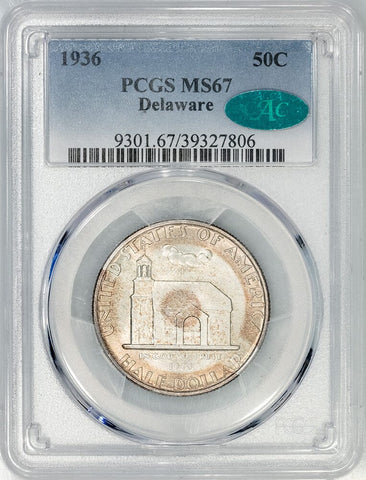1936 Delaware Silver Commemorative Half Dollar - PCGS MS 67 CAC
