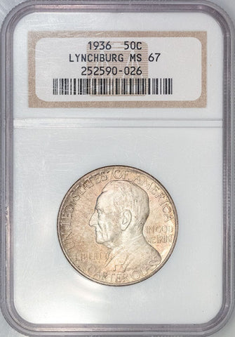 1936 Lynchburg, Virginia Silver Commemorative Half Dollar - NGC MS 67 - Superb Gem