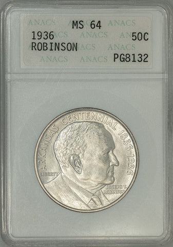 1936 Robinson (Arkansas Centennial) Silver Commemorative Half Dollar - ANACS MS 64