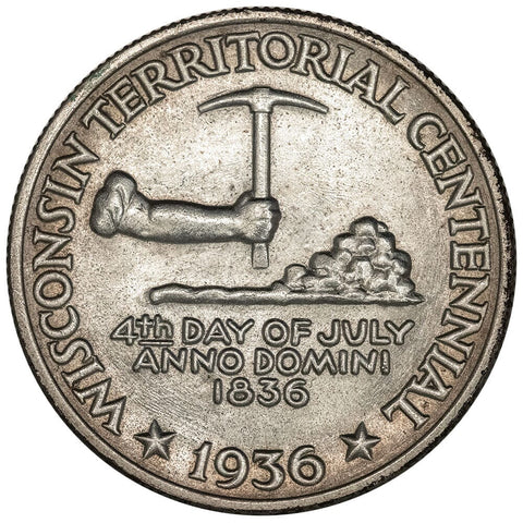 1936 Wisconsin Territorial Silver Commemorative Half Dollar - Brilliant Uncirculated