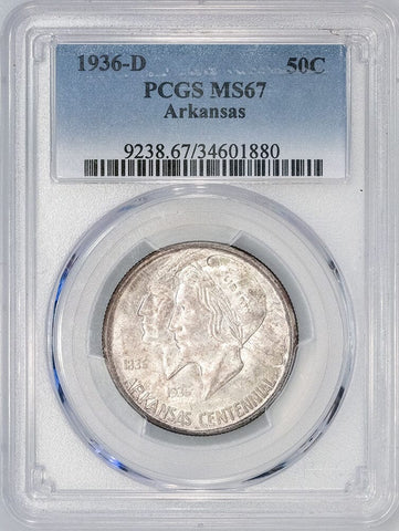 1936-D Arkansas Silver Commemorative Half Dollar - NGC MS 67 - Superior Gem