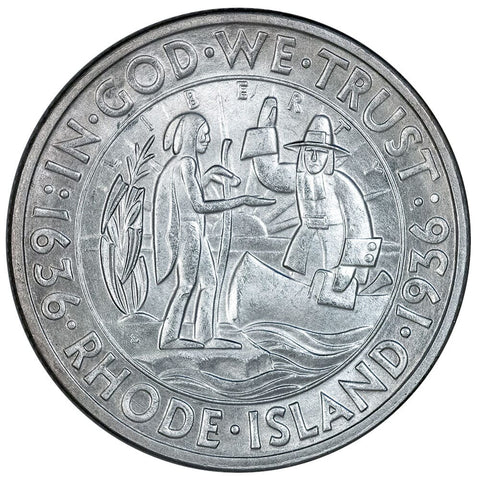 1936-S Rhode Island Silver Commemorative Half Dollar - About Uncirculated