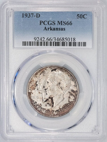 1937-D Arkansas Silver Commemorative Half Dollar - PCGS MS 66 - Gem Uncirculated