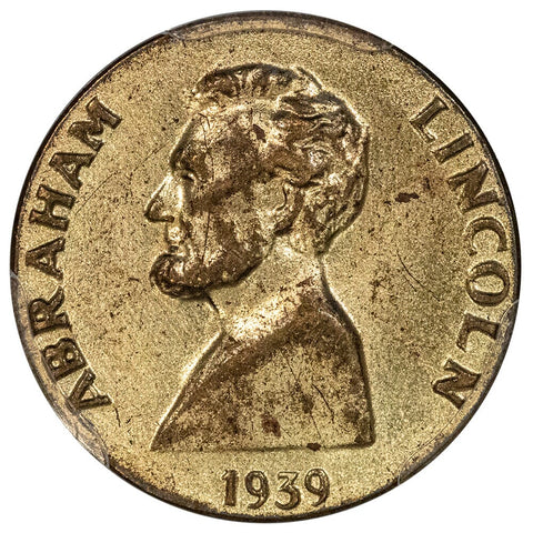 1939 Elder NY World's Fair Lincoln Dollar - HK-493e Brass - PCGS MS 63 - A True Rarity