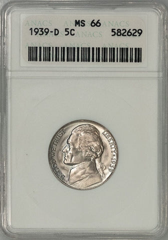 1939-D Jefferson Nickel Reverse of 1940 - ANACS MS 66