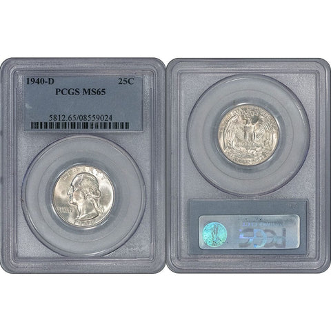 1940-D Washington Quarter - PCGS MS 65 - Gem Brilliant Uncirculated