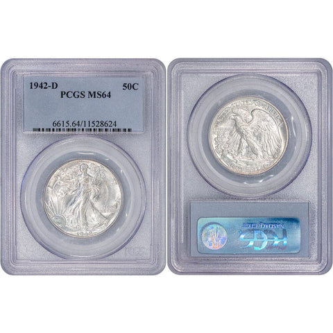 1942-D Walking Liberty Half Dollar - PCGS MS64 - Choice Uncirculated