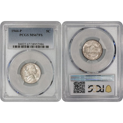 1944-P Silver Jefferson "War" Nickel - PCGS MS 67 FS - Full Steps