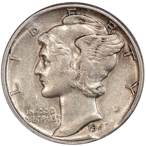 1945 Mercury Dime Error - ANACS XF 40 - Rim Clip