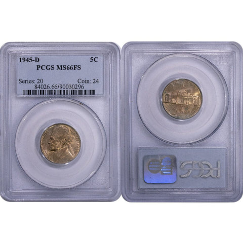 1945-D Silver Jefferson "War" Nickel Full Steps - NGC MS 66 FS - Gem Uncirculated