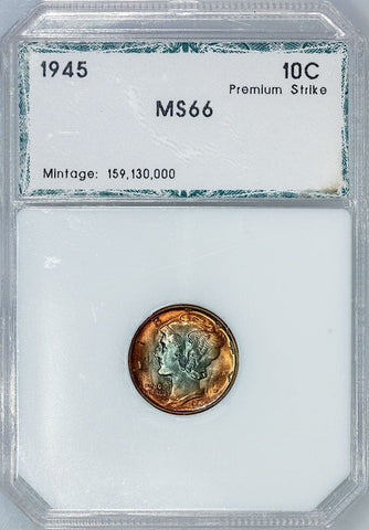 1945 Mercury Dime - PCI MS 66 - Choice Toned Uncirculated+