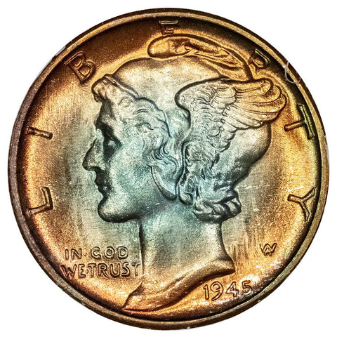 1945 Mercury Dime - PCI MS 66 - Choice Toned Uncirculated+