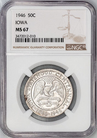 1946 Iowa Silver Commemorative Half Dollar - NGC MS 67 - Super Gem