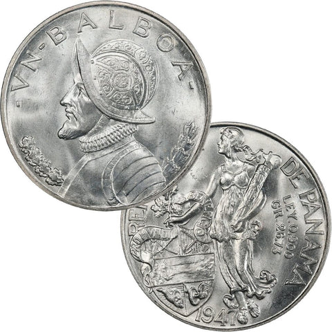 1947 Panama Silver Balboa KM.13 - PQ Brilliant Uncirculated