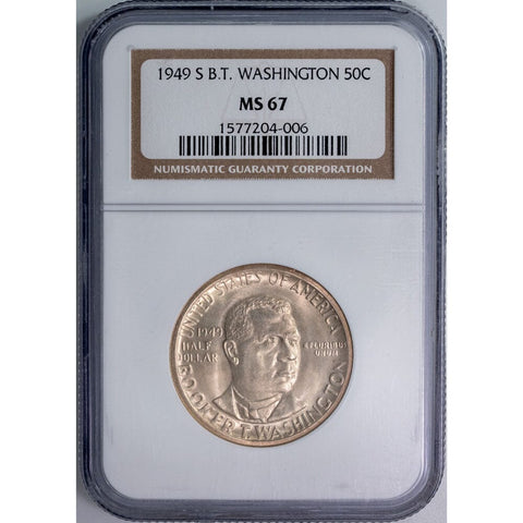 1949 Booker T. Washington Silver Commemorative Half - NGC MS 67
