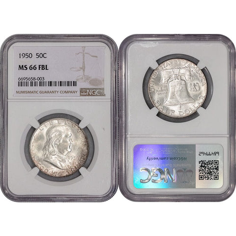 1950 Franklin Half Dollar - NGC MS 66 FBL - Gem+ Full Bell Lines