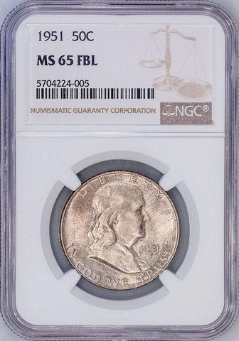 1951 Franklin Half Dollar - NGC MS 65 FBL - Gem Uncirculated Full Bell Lines