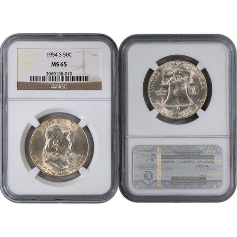1954-S Franklin Half Dollar - NGC MS 65 - Gem Uncirculated