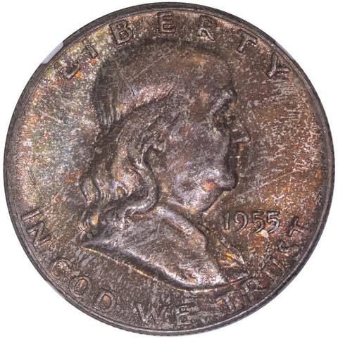1955 Franklin Half Dollar - PCGS MS 66 FBL - Toned Gem Brilliant Uncirculated
