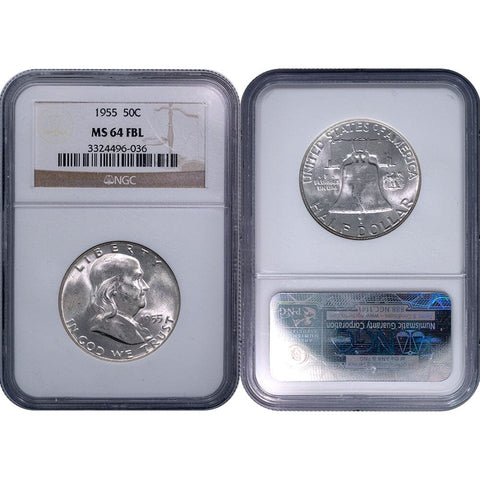 1955 Franklin Half Dollar - MS 64 FBL - Choice Uncirculated Full Bell Lines