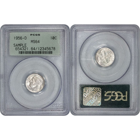 1956-D Roosevelt Dime - PCGS MS 64 Sample Slab OGH
