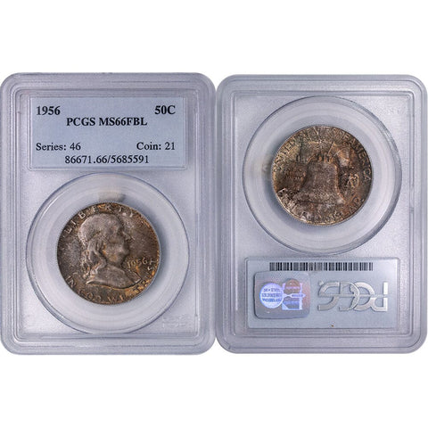 1956 Franklin Half Dollar - PCGS MS 66 FBL - Gem Toned Uncirculated w/ Full Bell Lines