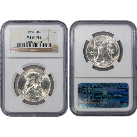 1956 Franklin Half Dollar Full Bell Lines - NGC MS 64 FBL