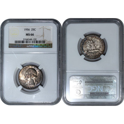 1956 Washington Silver Quarter - NGC MS 66 - Gem Toned Uncirculated