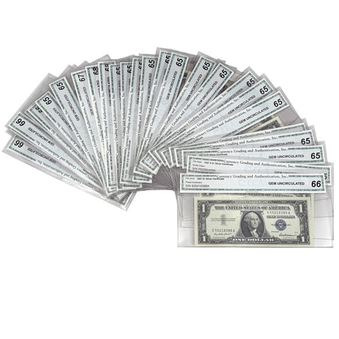 27 1957-(A/B) $1 Silver Certificates (Many Consecutives) - CGA 65-68