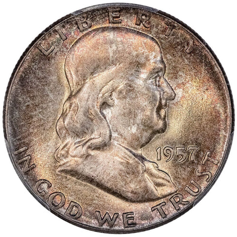 1957 Franklin Half Dollar - PCGS MS 66 FBL - Gem Brilliant Uncirculated+