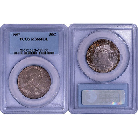 1957 Franklin Half Dollar - PCGS MS 66 FBL - Gem Toned Uncirculated