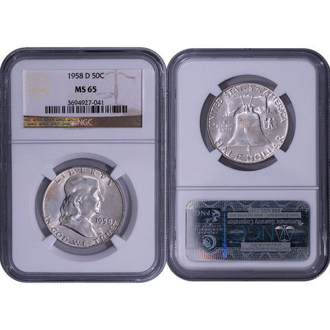 1958-D Franklin Half Dollar - NGC MS 65 - Gem Brilliant Uncirculated