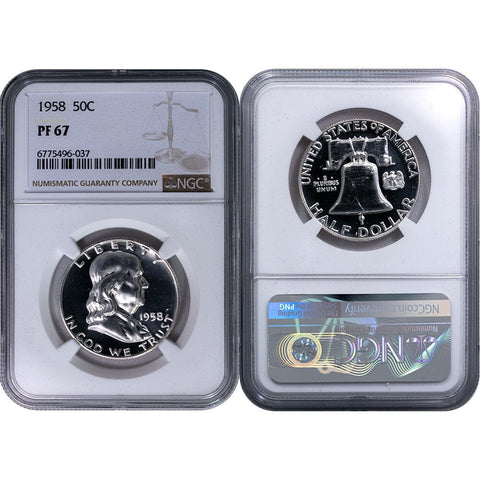 1958 Proof Franklin Half Dollar - NGC PF 67 - Gem Proof