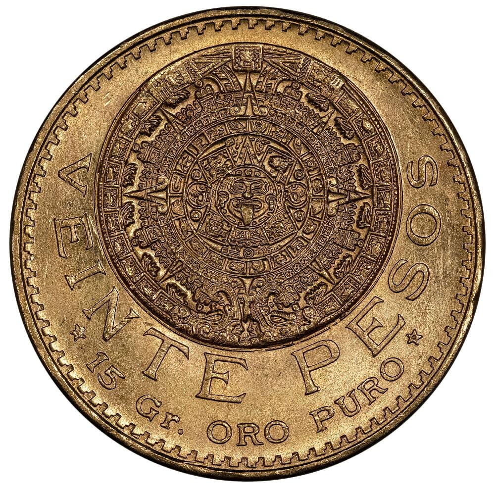 1959 Mexico 20 Peso Gold Coin KM. 478 Brilliant Uncirculated