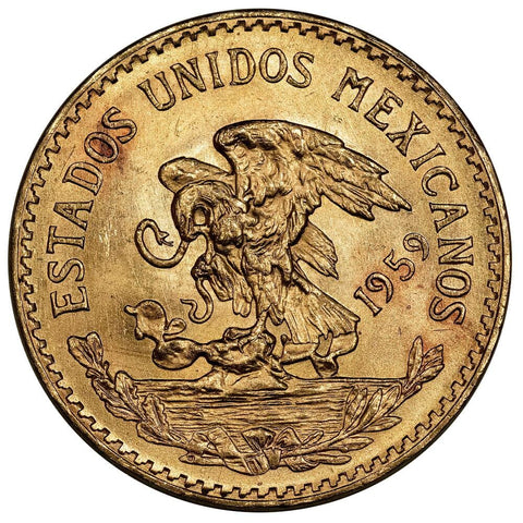 1959 Mexico 20 Peso Gold Coin - KM. 478 - Brilliant Uncirculated