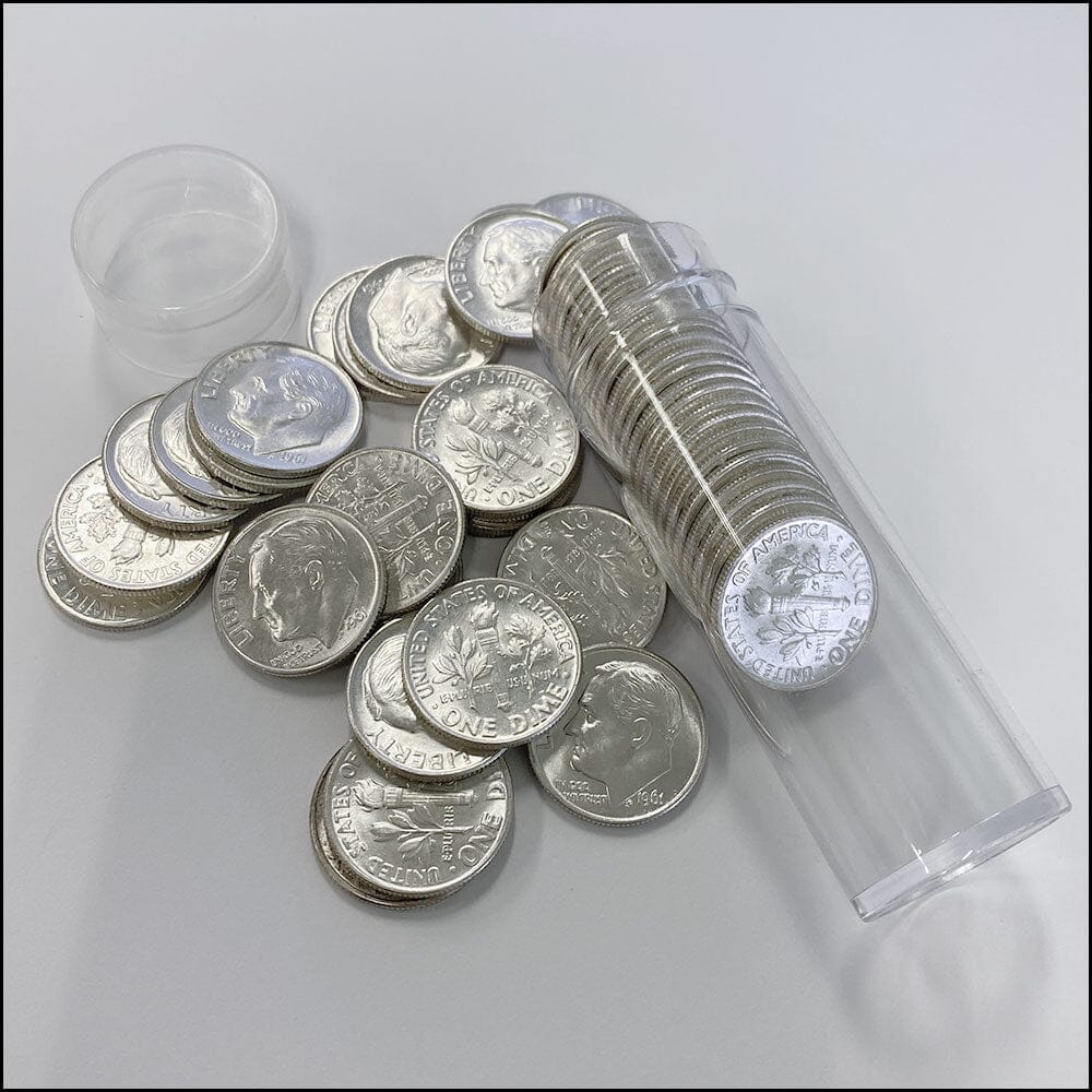 50 Coin Rolls of Mixed Date 1960s Silver Roosevelt Dimes Crisp Brill