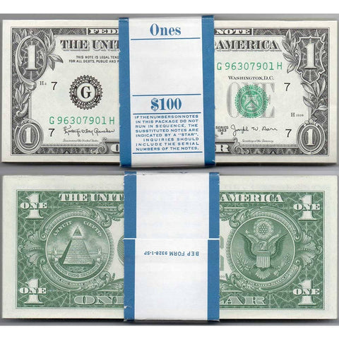 1963-B Barr Chicago Federal Reserve $1 Notes - Original B.E.P. Pack of 100