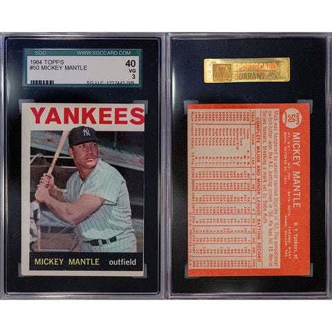 1964 Mickey Mantle Yankees Topps #50 Baseball Card - SGC VG 3