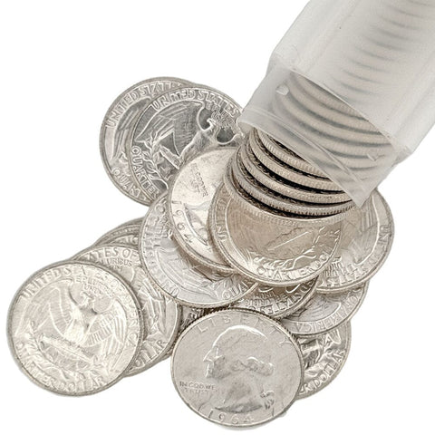 40-Coin Roll ($10) of 1964 Washington Quarters - Crisp Brilliant Uncirculated