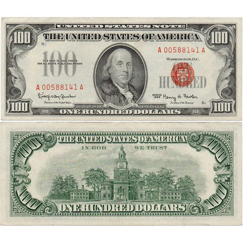 1966 $100 Red Seal Legal Tender Note FR. 1550 - Extremely Fine