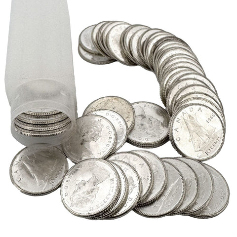 50-Coin Roll of 1966 Elizabeth II Canada Silver 10 Cents - Gem Uncirculated