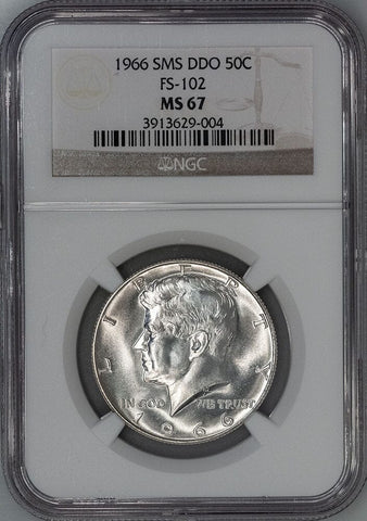 1967 SMS Kennedy Half Dollar FS-102 DDO - NGC MS 67