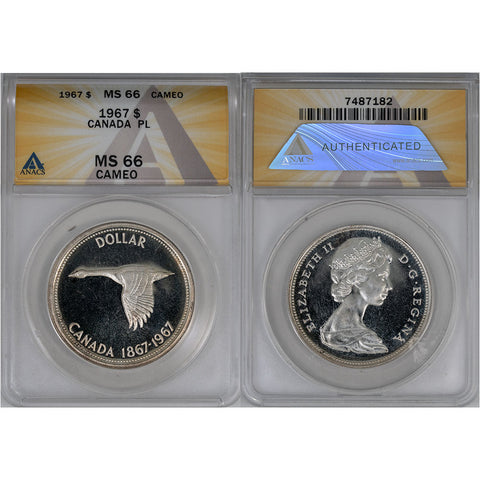 1967 Canada Silver Dollar - ANACS MS 66 Cameo - Gem Uncirculated Proof-Like