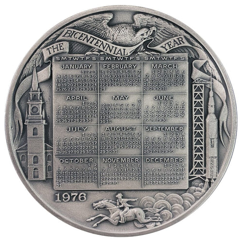 The 1976 Medallic Art Calendar 575 Grams (18.48 toz) Sterling Silver Medal - Scarce
