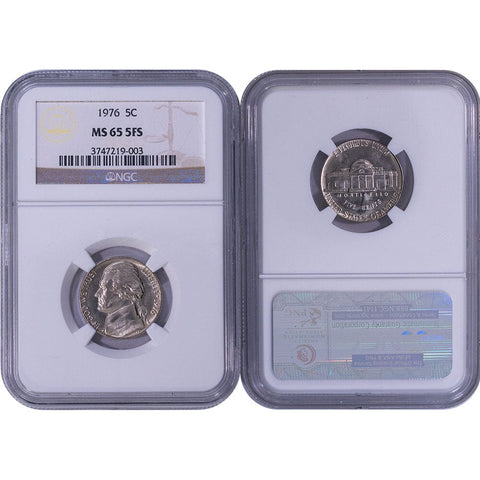 1976 Jefferson Nickel Full Steps - MS 65 5FS - Gem Brilliant Uncirculated
